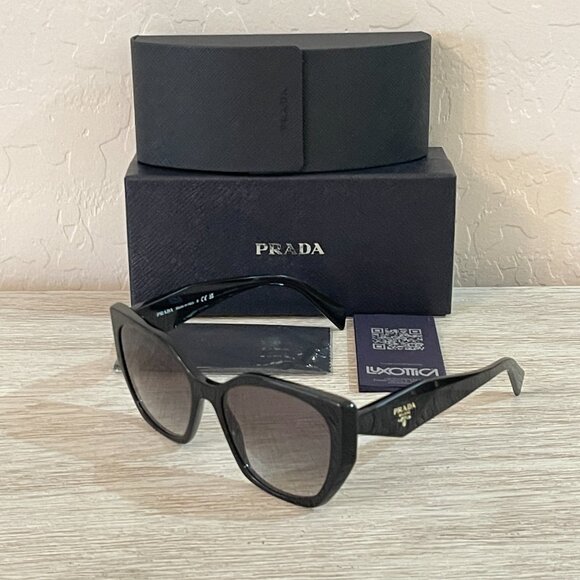 New Prada Sunglasses Black Cateye SPR 19Z with Case Box Authentic! - Picture 1 of 9